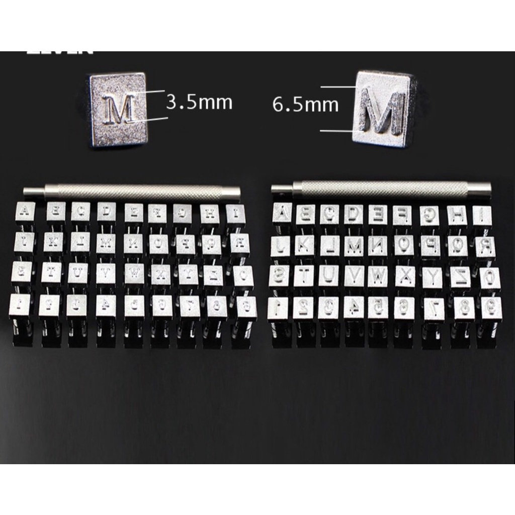 Bộ 36 Con Dấu In Chữ Cái Và Số Bằng Thép 3mm/6mm Dùng Làm Đồ Da DIY