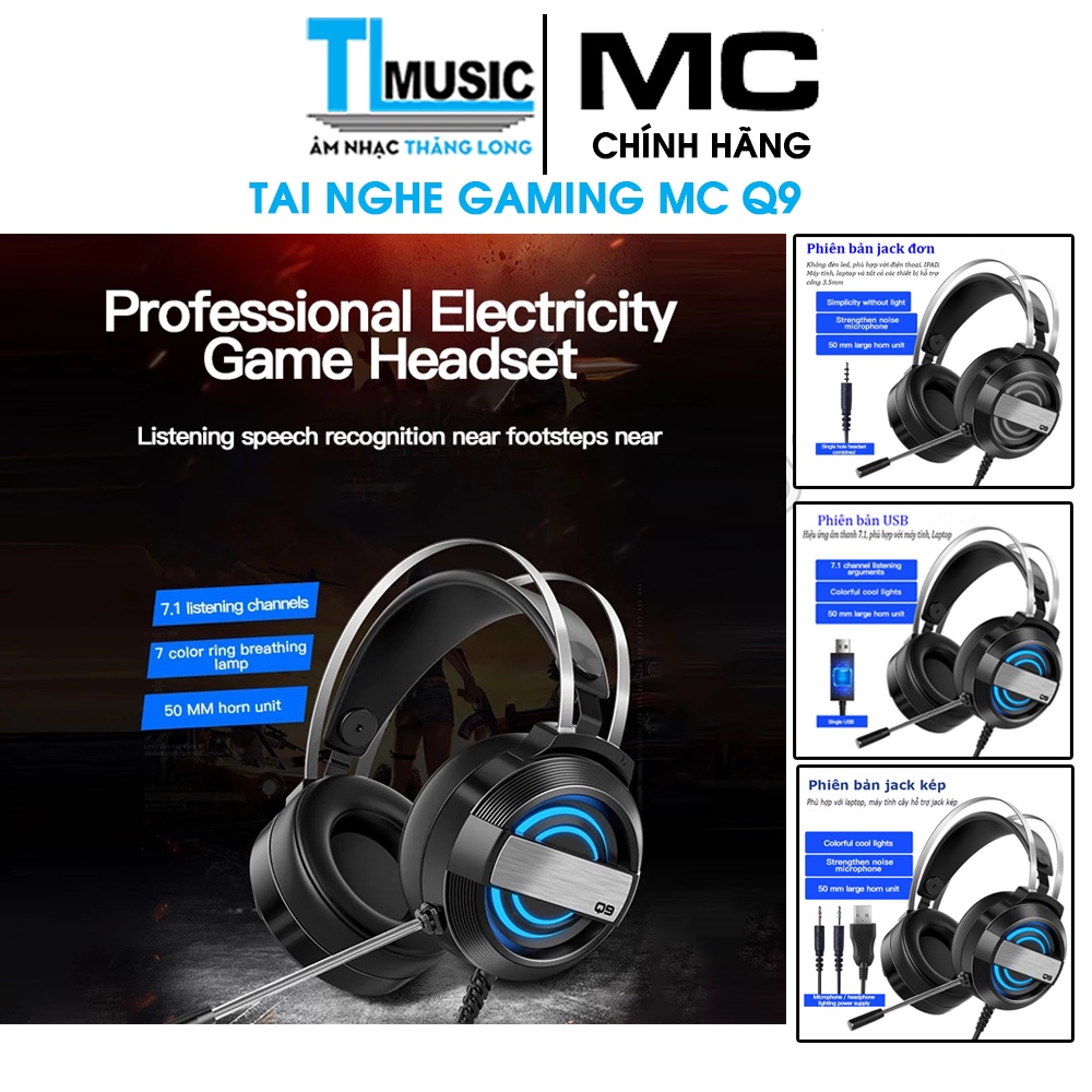  MC-Q9 - Tai Nghe Gaming Chuyên Nghiệp Âm Thanh Nổi Hifi 7.0 Có Mic Chống Ồn