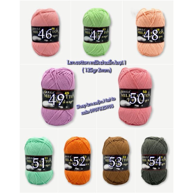 Len milk cotton Mã 1 đến 50