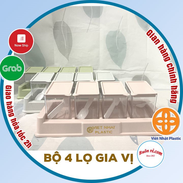 Bộ 4 lọ đựng gia vị có thìa Việt Nhật -Hũ đựng gia vị có nắp đậy tiện dụng bền đẹp (MS:2939) -Buôn rẻ 01268 | BigBuy360 - bigbuy360.vn