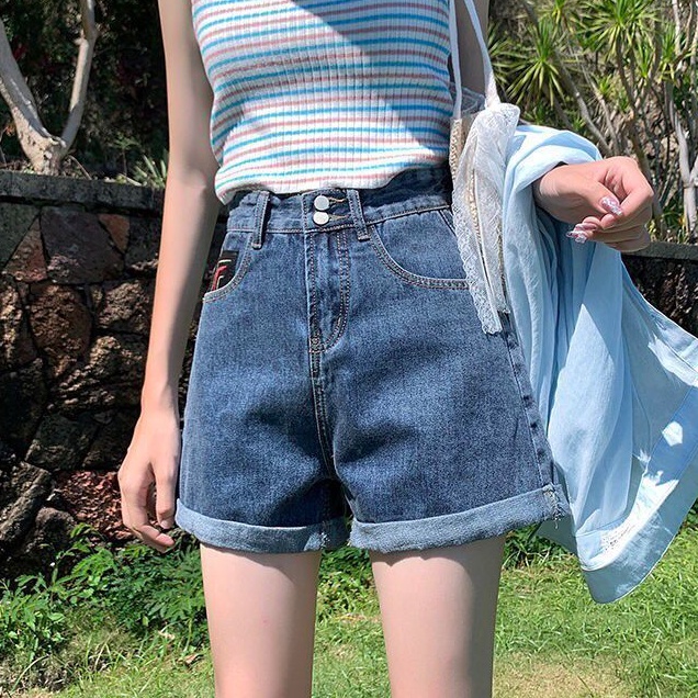 Quần Short Denim Lưng Cao Dáng Rộng Phong Cách Hàn Quốc Thời Trang Mùa Hè Mới Cho Nữ