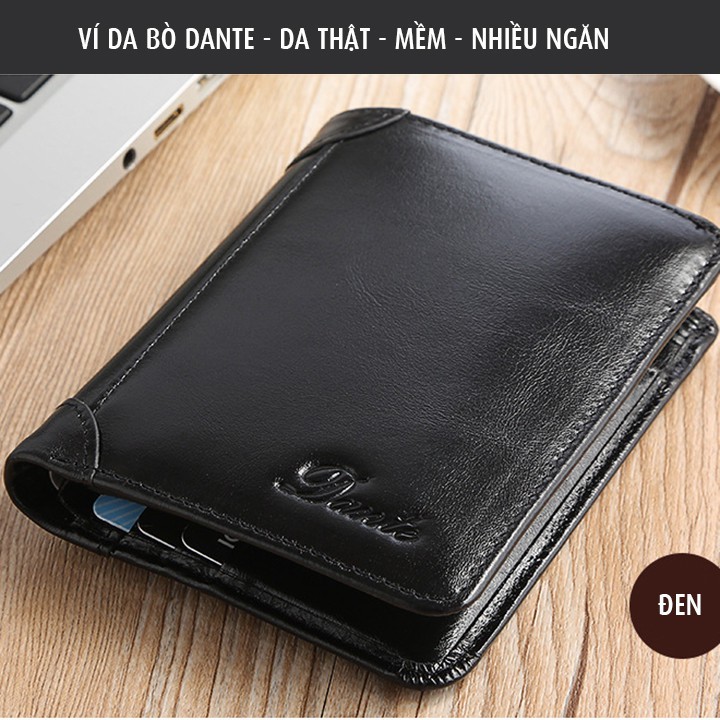 Ví da bò nam Dante, chính hãng, da thật V1701