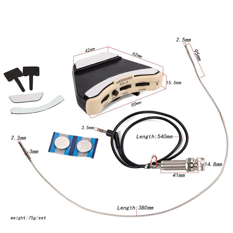 Pickup Eq 3 Band Có Micro Cho Đàn Guitar Acoustic