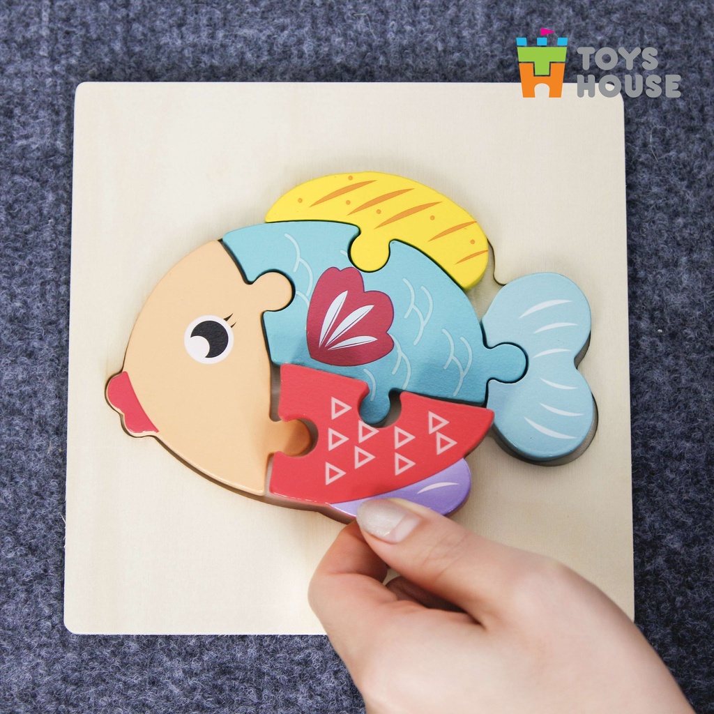 Đồ chơi ghép hình gỗ 3D - đồ chơi gỗ thông minh ToysHouse hình cá con