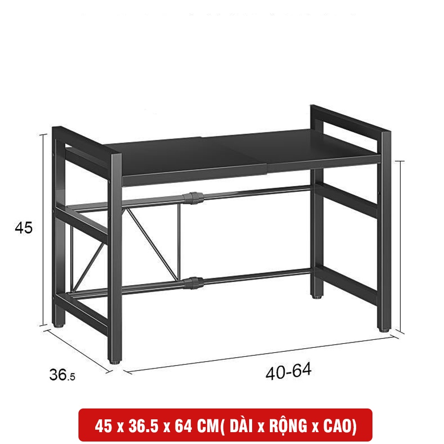 Kệ lò vi sóng 2 tầng thông minh VKIT CHỊU LỰC TỚI 100KG- có thể co giãn tới 60 cm KVS01