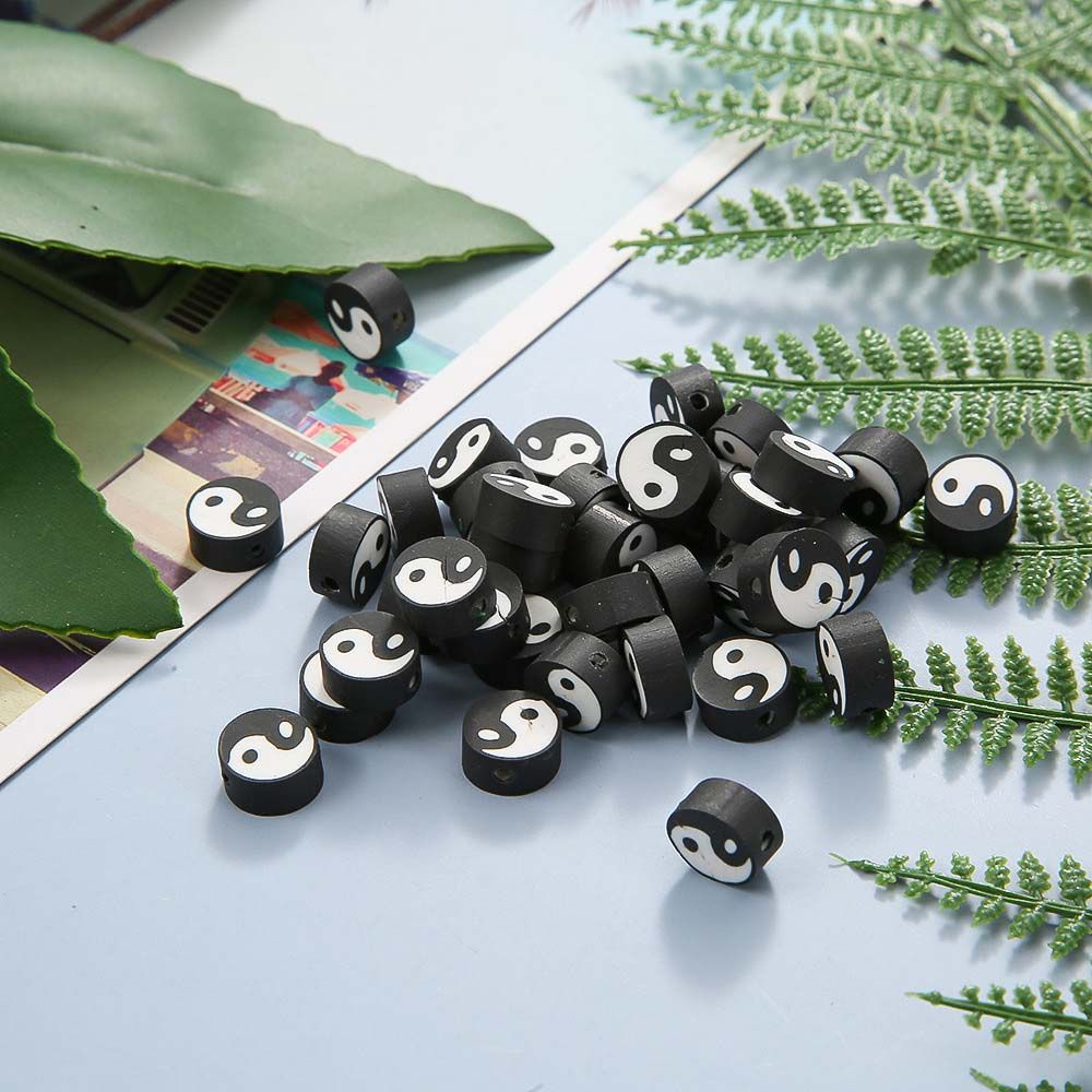 Set 50 Hạt Tròn Màu Trắng / Đen Nhiều Màu Làm Trang Sức Diy
