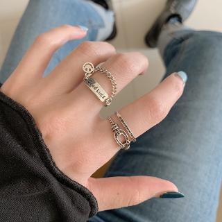 Nhẫn Hở Mạ Bạc 925 Hình Mặt Cười Nhiều Lớp Phong Cách Cổ Điển Cho Nữ