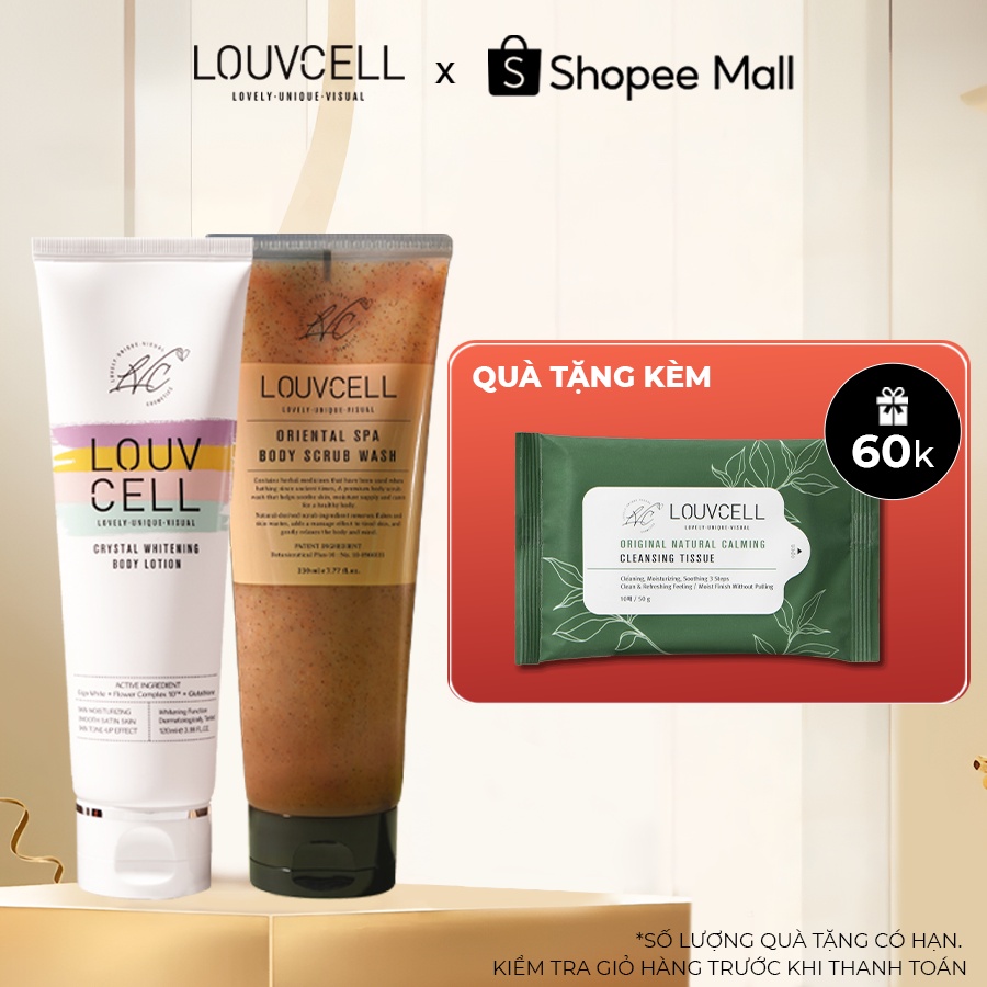 Combo kem dưỡng và tẩy da chết Đông Y Louv Cell ngăn ngừa lão hóa da
