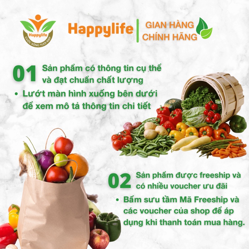 Bột cần tây Happylife 💥 CAO CẤP 💥 Bột cần tây sấy lạnh hộp 500g hỗ trợ giảm mỡ, bổ sung vitamin, tăng cường đề kháng