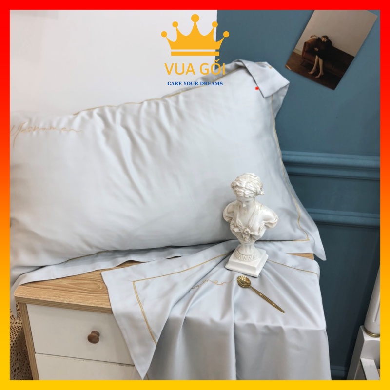 Vỏ Gối Lụa Tencel Cao Cấp Size 50x70 cm Sang Xịn Mịn Mát - May Bèo 5 cm - Màu INBOX SHOP