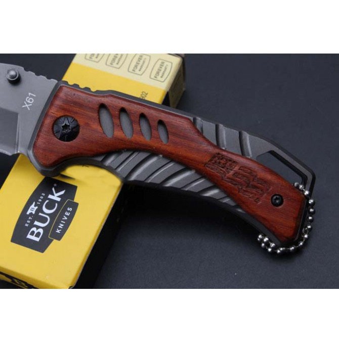 Dao phượt gấp gọn mini nhỏ gọn cao cấp có móc khóa HUTI KNIFE Buck X61