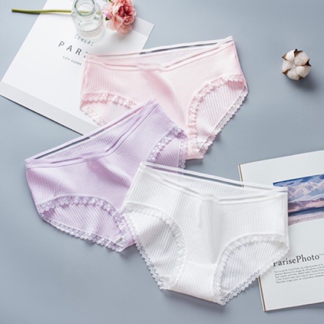 Quần Lót Nữ Cotton LYMIA Chất Tăm Cạp Viền Ren Siêu Đẹp QL01
