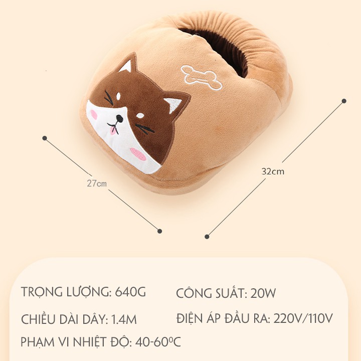 Túi sưởi ấm chân - Máy sưởi ấm chân hình thú size 32x27x12cm - Giao màu,kiểu ngẫu nhiên