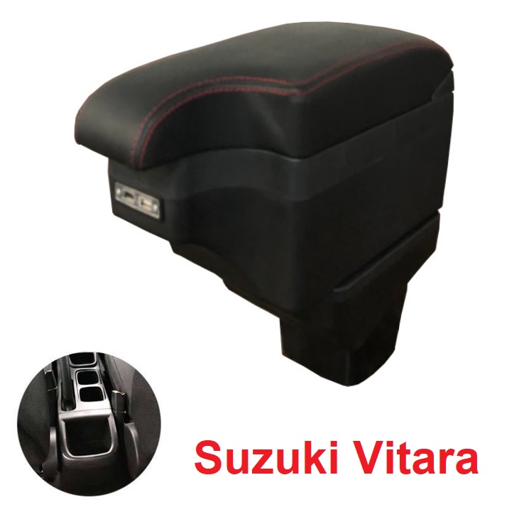 Hộp tỳ tay ô tô cao cấp Suzuki Vitara tích hợp 6 cổng USB MÃ SUSB-VTRA-D - DẠNG MẶT KHUYẾT