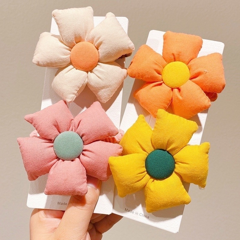 Dây Cột Tóc Cao Su Thắt Nơ In Họa Tiết Hoa Dễ Thương Cho Nữ