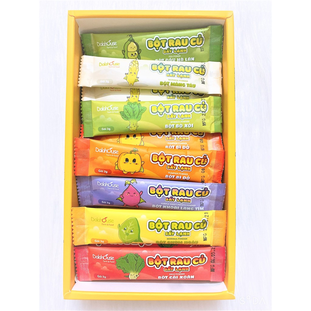 Combo bột rau củ sấy lạnh Dalahouse 21 gói 3g, bột ăn dặm cho bé . Date 1/2023 - Sweet Baby House