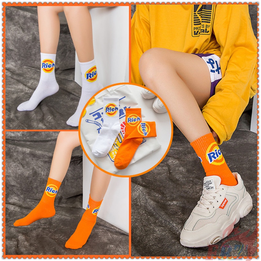1 Cặp ✿ Tất Giàu ✿ Vớ Thể Thao Nam Nữ "L Get Rich ”Ván Trượt Đường Phố Hipster