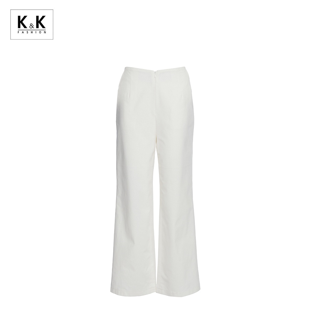 Quần Trắng Lưng Cao Ống Suông K&amp;K Fashion QCS02-13 Chất Liệu Linen
