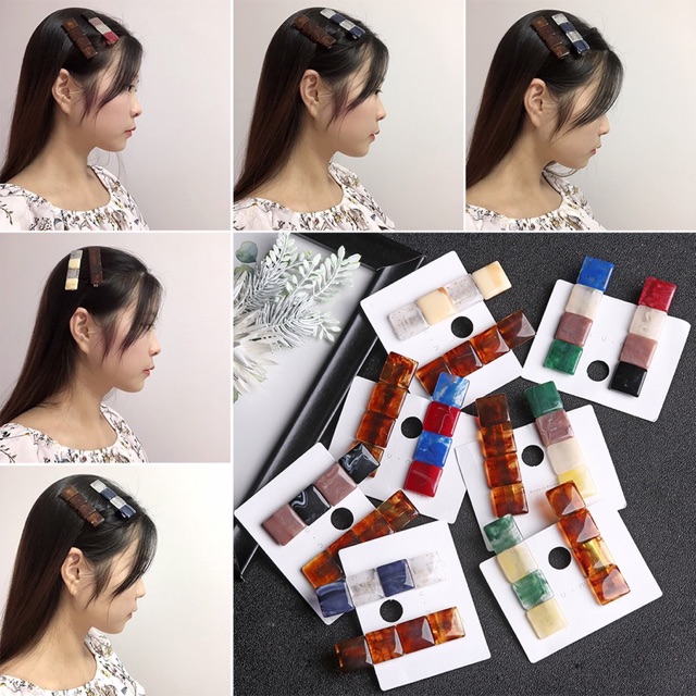 Set 2 kẹp vuông ẩn vân đá trong