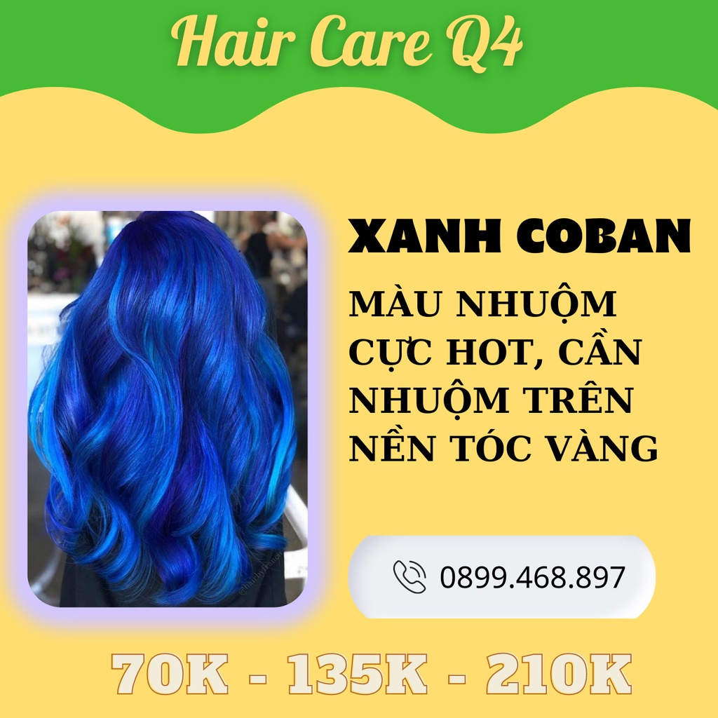 Thuốc nhuộm tóc màu xanh dương sáng , xanh blue, XANH COBAN - Hair Care Q4