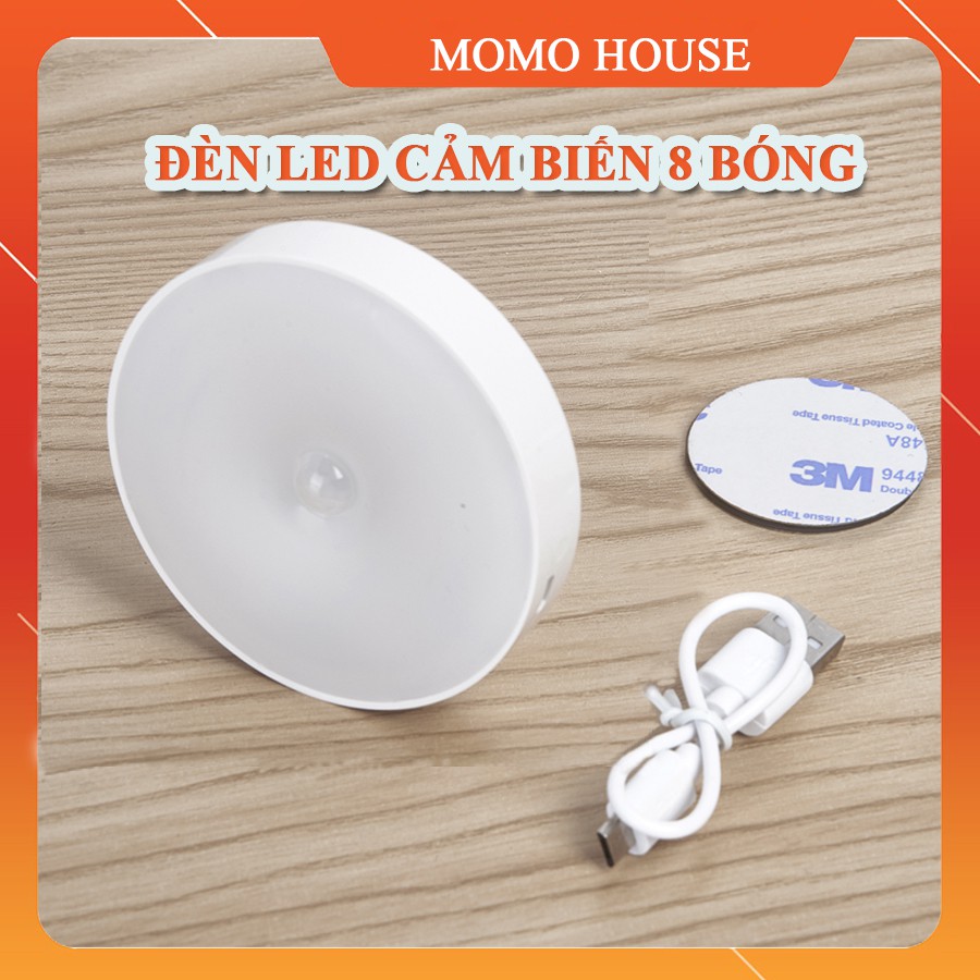 Đèn LED không dây dán tường có cảm biến chuyển động thông minh tự động bật tắt kèm dây cáp USB