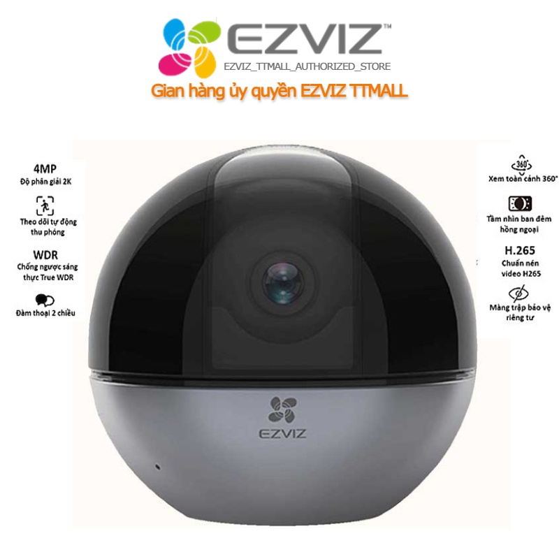 Camera ip wifi Ezviz C6W (4MP) 2K Quay quét 360 độ - Hàng Chính Hãng bảo hành 2 năm