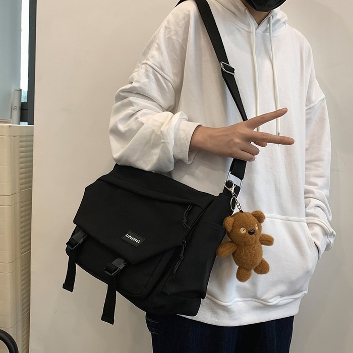 Túi đeo chéo đi học LIPIN vải thun mềm chống nước 2 lớp cực tốt | BigBuy360 - bigbuy360.vn