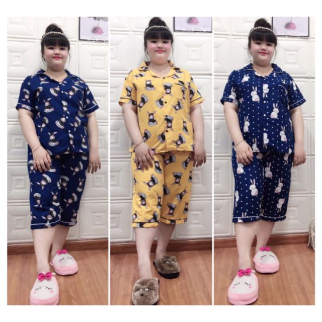Bộ Kate Tay ngắn quần lửng 80-95kg- Đồ bộ cao cấp