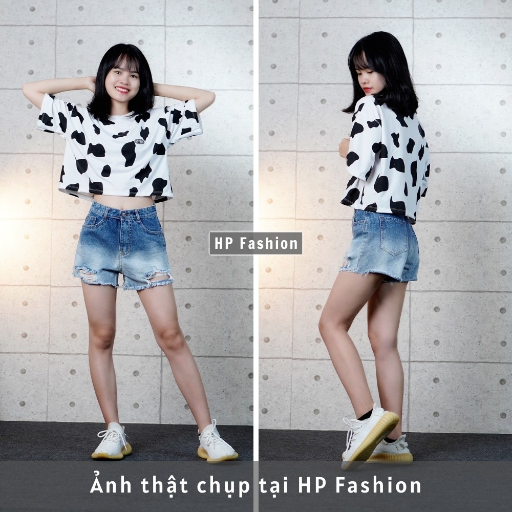 Áo Croptop Bò Sữa dáng rộng phong cách Ulzzang hottrend