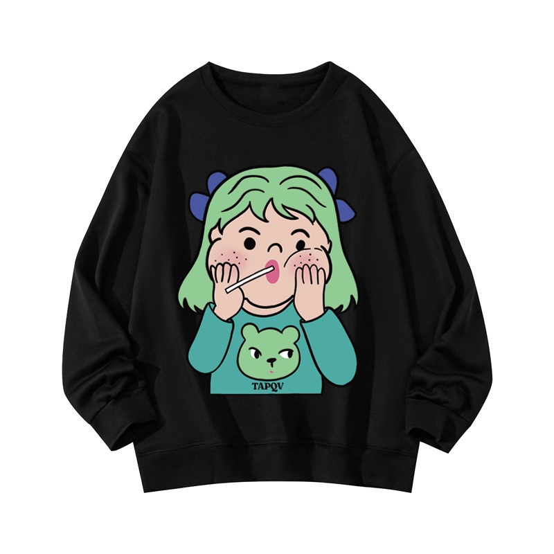 NRVP Áo Thun Nữ Dài Tay Dáng Rộng In Hình Phong Cách Hàn Quốc Mới