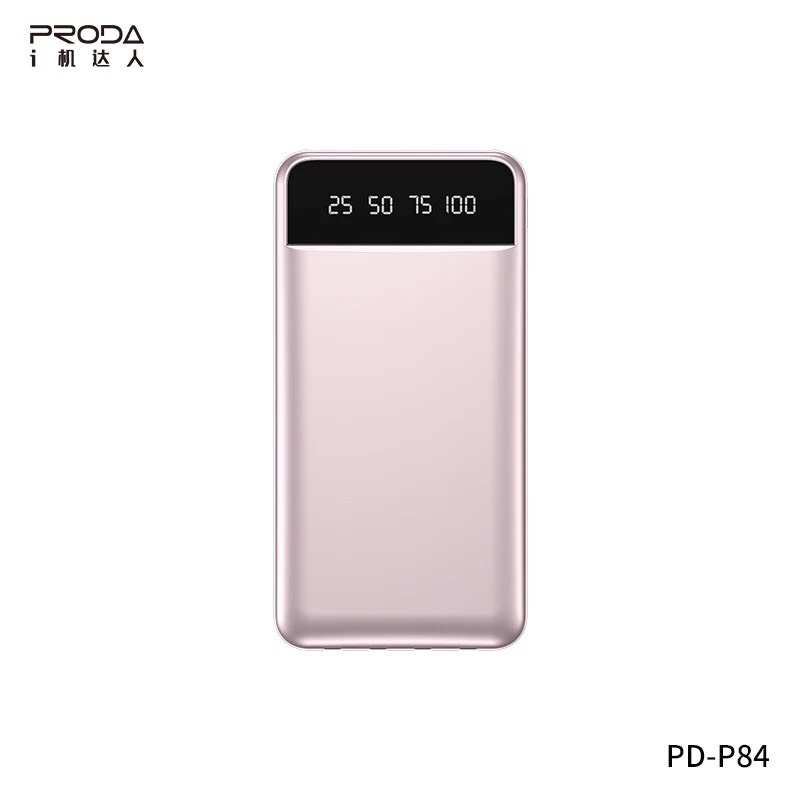 Pin Sạc Dự Phòng Proda PD P84 Dòng 10000mAh Kiêm Dây Sạc Có 4 Loại Chân USB, Micro, Type-C, Lightning Có Đèn Pin Màn Led