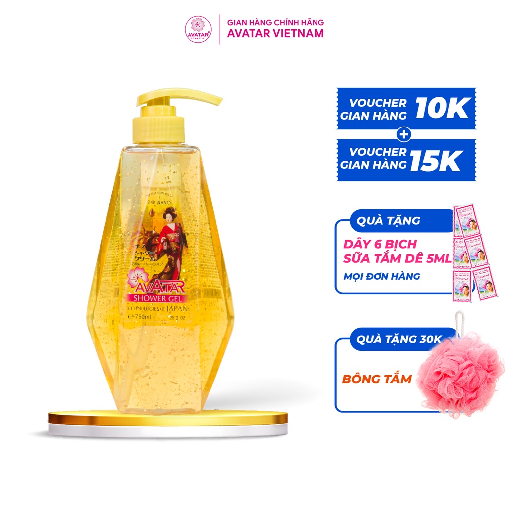 Sữa tắm hương nước hoa 24k Nano Avatar Công nghệ Nano cao cấp Nhật Bản chăm sóc làn da 750ml
