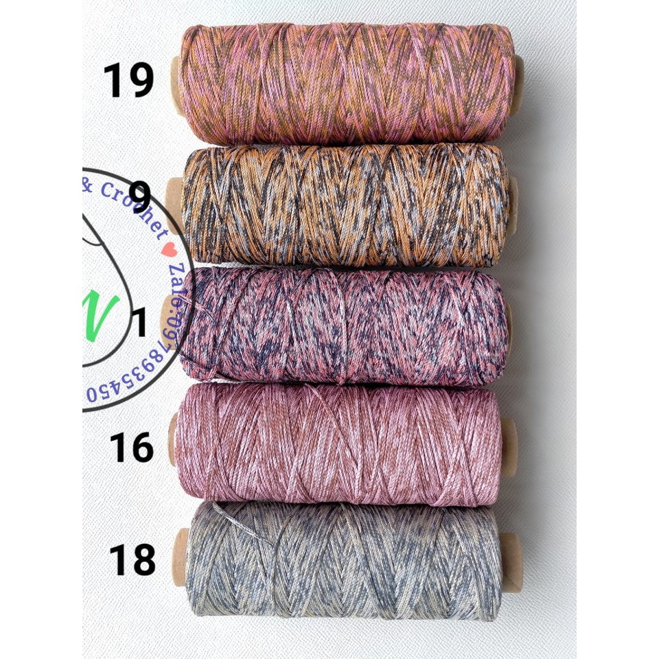 DỆT LOANG 2mm Crafyarn, màu sắc đẹp và bền. Sợi dùng móc mũ hè và Túi ví hanmade