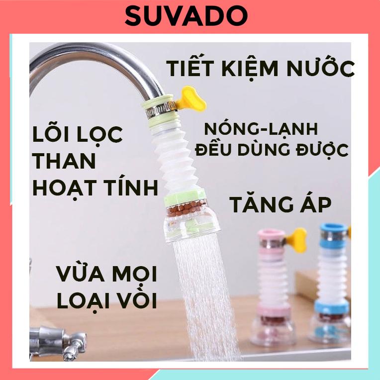 Đầu Vòi nước tăng áp Rửa chén Bát Xoay 360 Độ lọc nước Cho Bồn Rửa Chén bát có than hoạt tính RY009 SUVADO