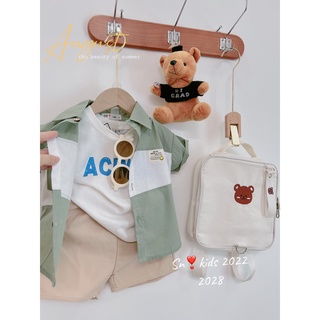 Set sơ mi pha thân 3ct bé trai