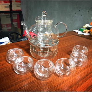 Bộ Ấm Chén Thuỷ Tinh 2 Lớp