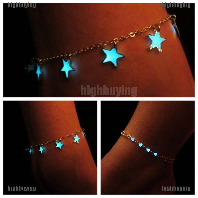 Vòng đeo chân thời trang bằng hợp kim phối mặt dạ quang đầy độc đáo