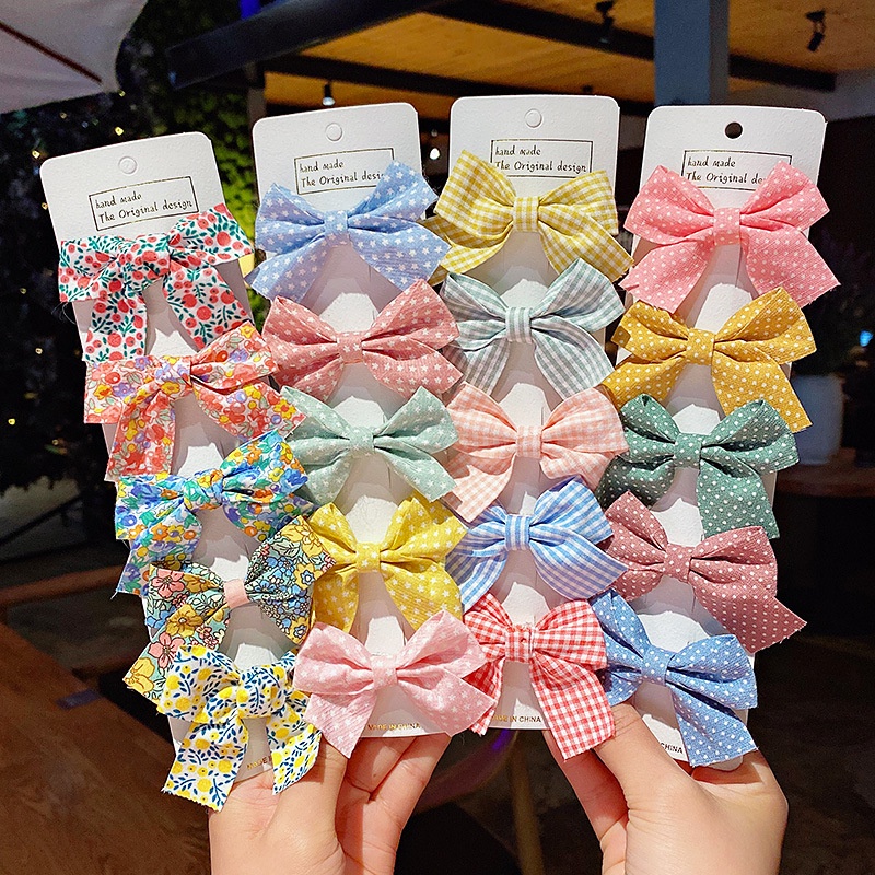 Set 5 kẹp tóc nơ bé gái KIDSBOWS in họa tiết màu sắc ngọt ngào đáng yêu