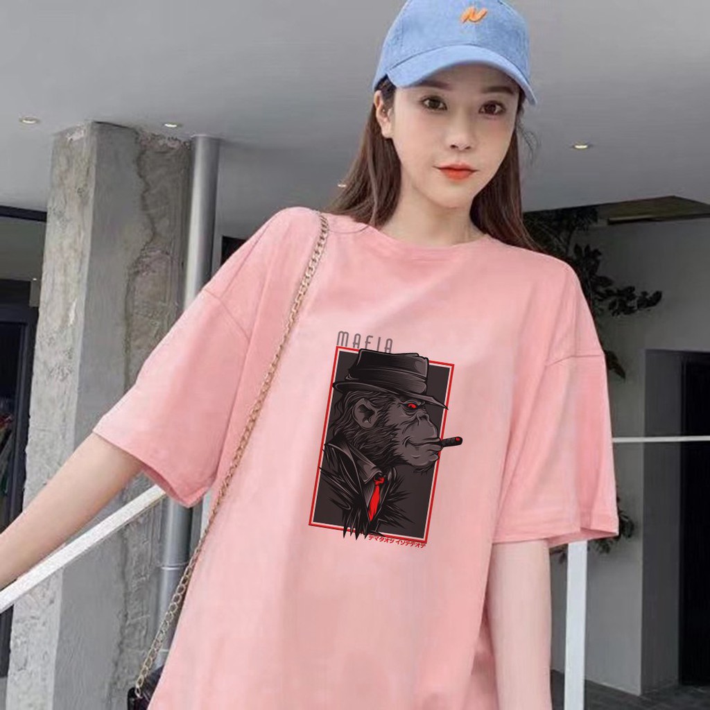 Áo Thun Tay Lỡ In Nhiệt Khỉ Mafi form Unisex nam nữ phong cách Ulzzang - ATIN40 K