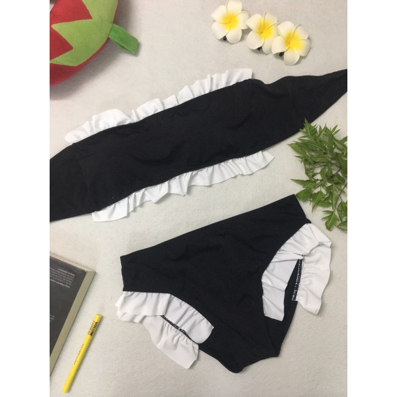 BiKiNi 2 mảnh cup ngực phối bèo trắng(hình thật )