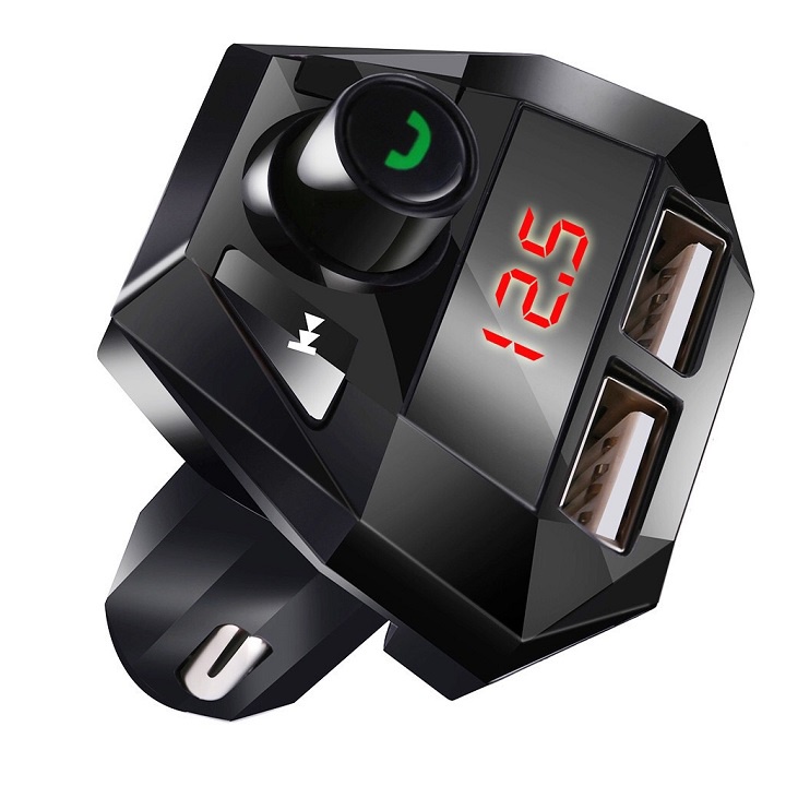 Máy nghe nhạc MP3 đài FM Bluetooth 5.0 kiêm tẩu sạc QC 3.0 cho điện thoại Android/iOS trên xe hơi