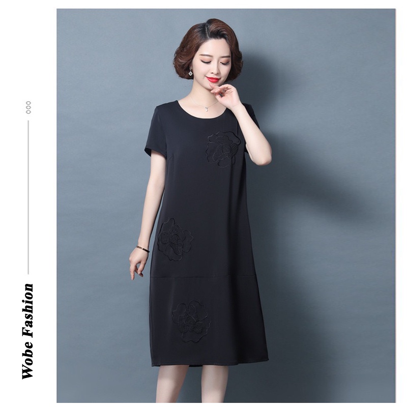 Đầm trung niên sang trong phong cách Hàn Châu bigsize cao cấp cho mẹ dự tiệc dáng suông D256 - WB WOMAN & BEAUTY