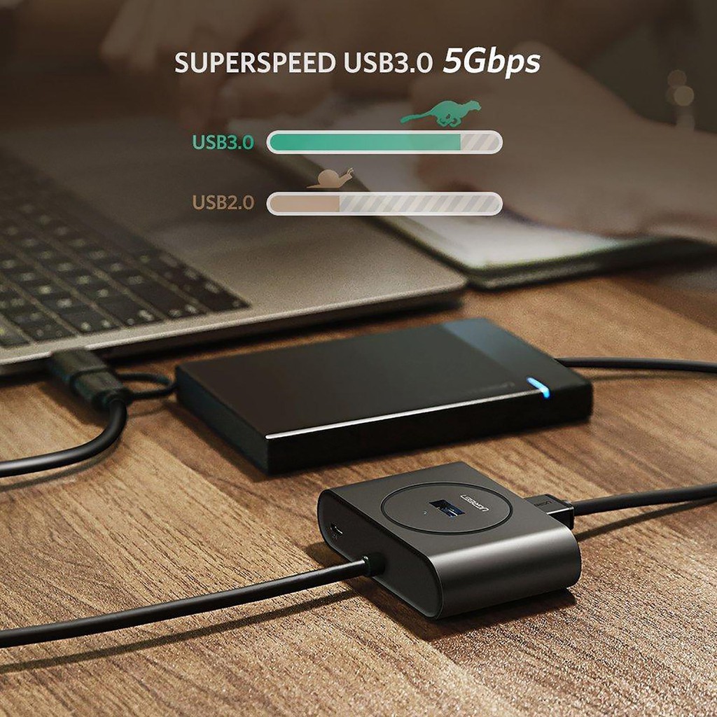 Bộ Chia USB Type-C Ra 4 Cổng USB 3.0 Cao Cấp UGREEN CR113 - Hỗ Trợ OTG
