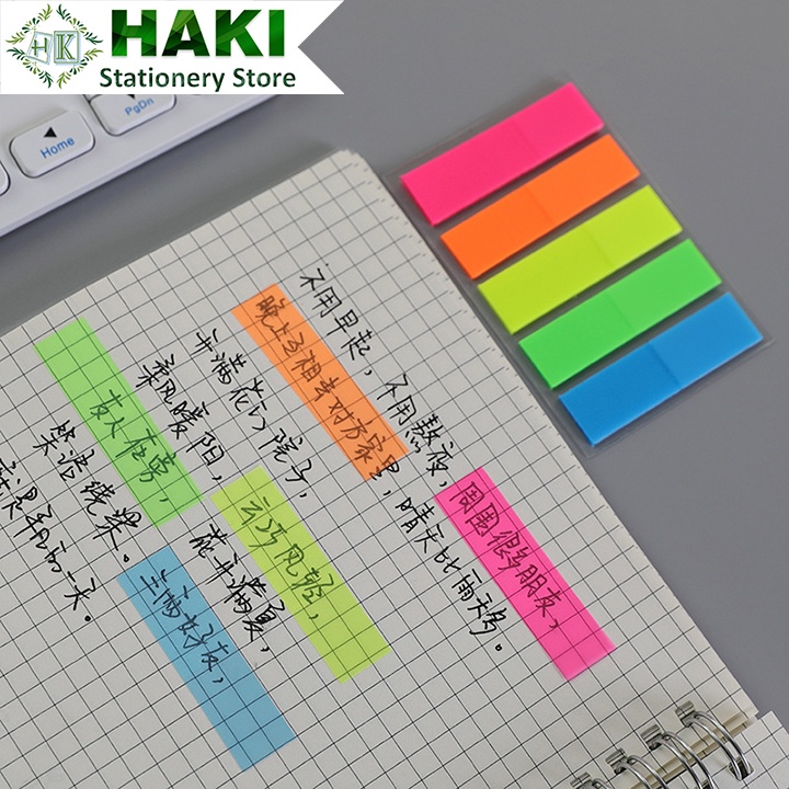 Tập giấy dán ghi chú HAKI chỉ mục màu sắc dạ quang bắt mắt tiện lợi No18