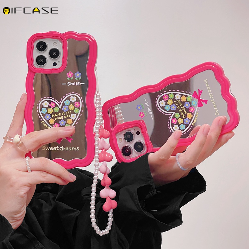 Ốp Điện Thoại Mềm Chống Sốc Tích Hợp Gương Trang Điểm Và Dây Đeo Cho iPhone 13 12 11 Pro Max XS Max