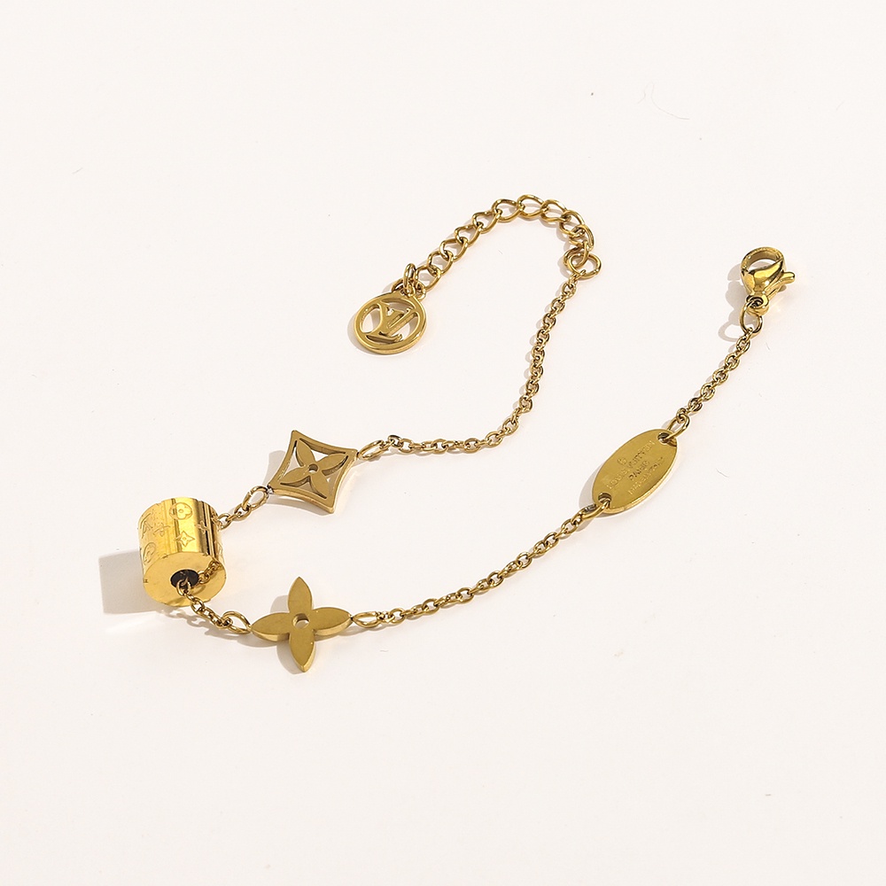 Vòng Tay Louis Vuitton Bằng Thép Titan Họa Tiết LV Monogram