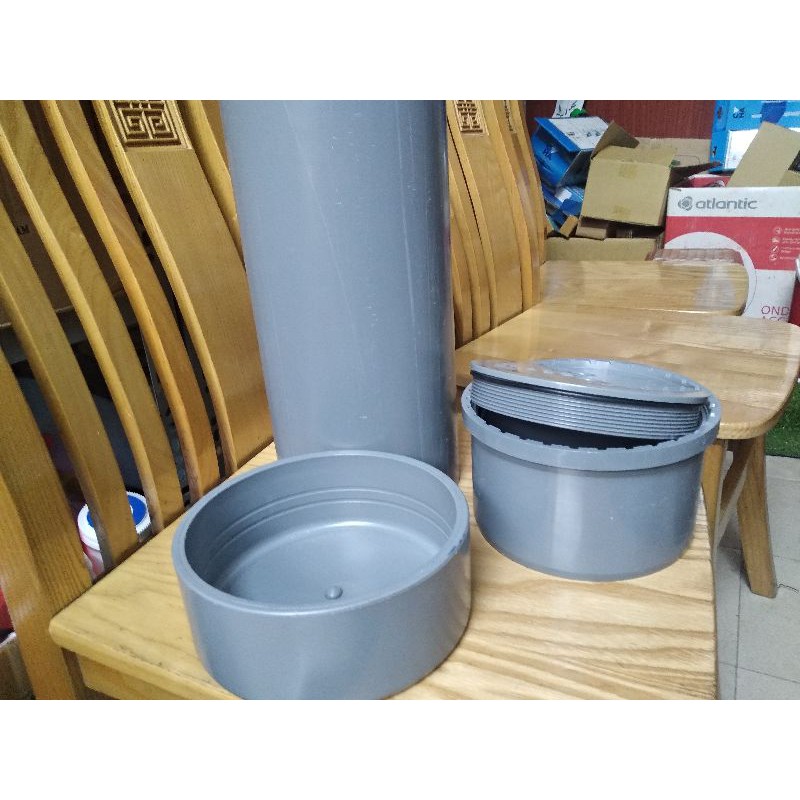 Combo Chế Lọc Bể Cá Ống Nhựa PVC + Bịt Xả Xoáy Ren Thông Tắc Và Bịt Đầu Chụp Phi 160, 140, 110, 90, 75, 60