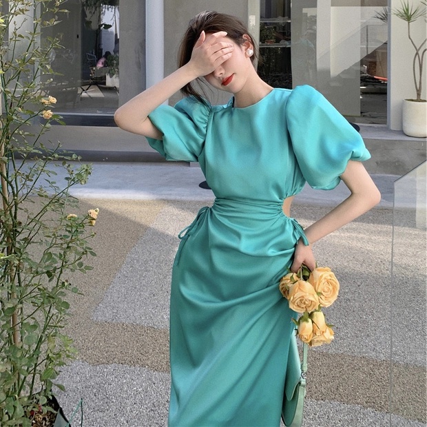 Váy nữ Vic's thiết kế tay phồng dáng dài, Đầm thời trang công sở cao cấp dự tiệc sang trọng V103 | BigBuy360 - bigbuy360.vn