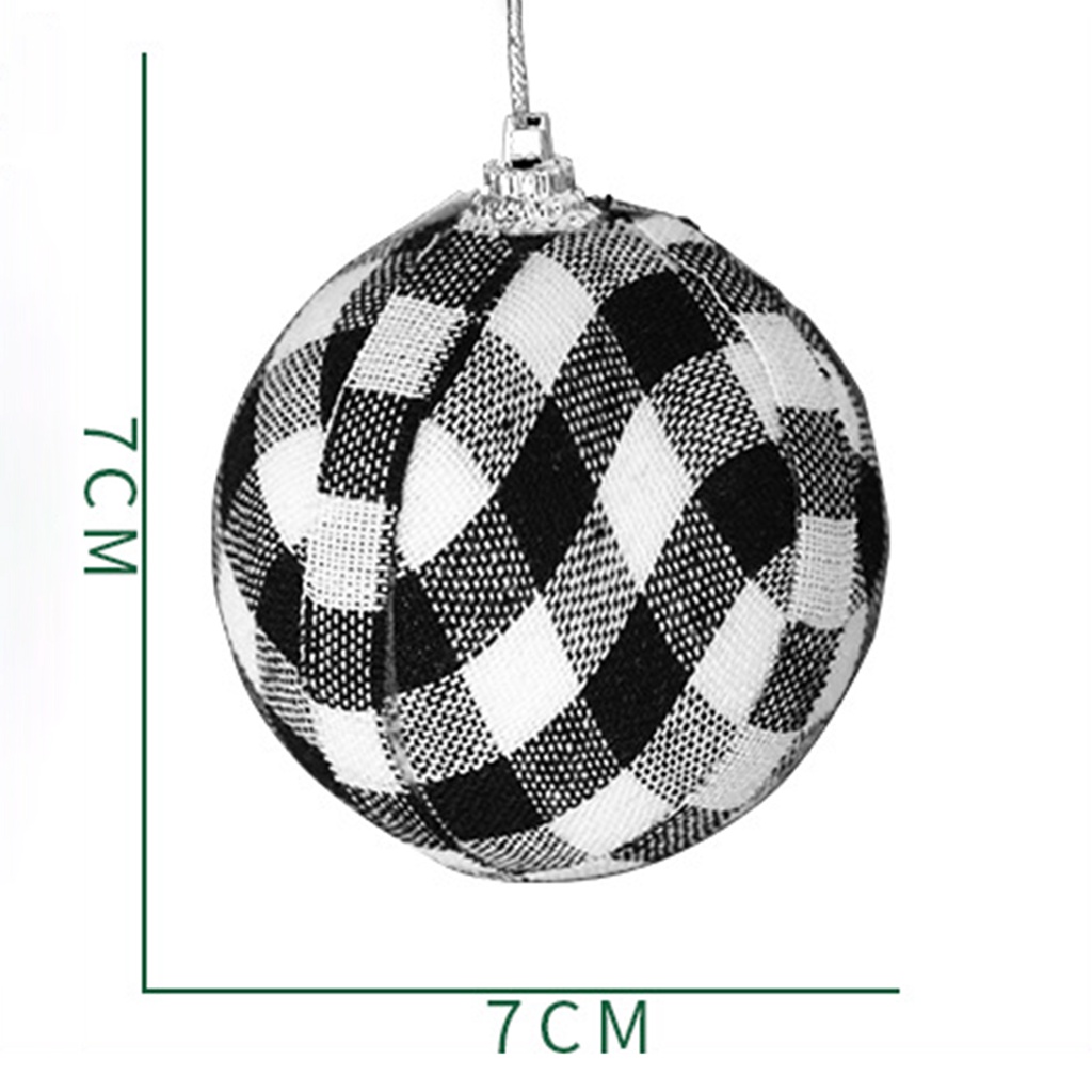 Set 6 Trái Châu Màu Trắng / Đen 7cm Trang Trí Cây Thông Noel