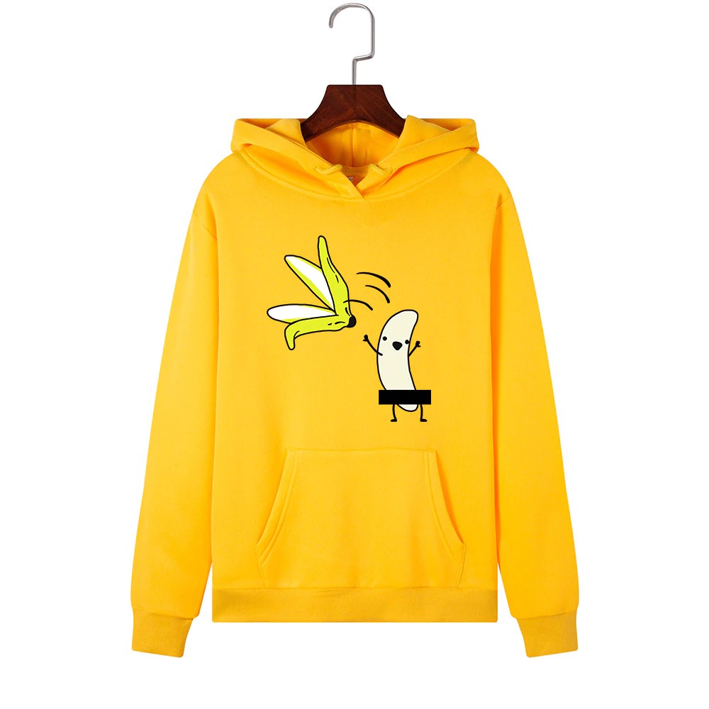 Áo Hoodies Có Nón Dài Tay In Hình Trái Chuối Ngộ Nghĩnh